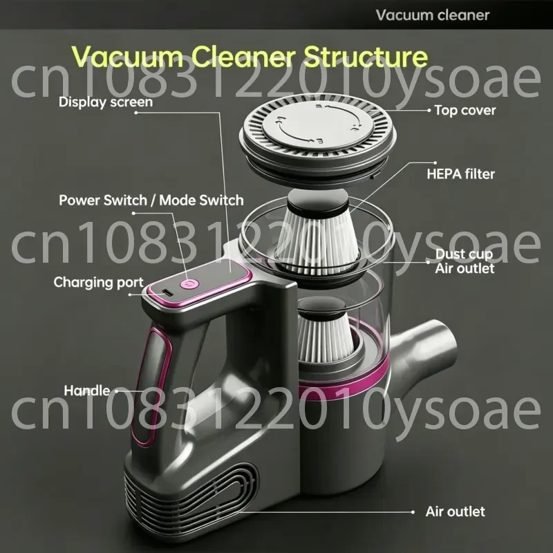 Handheld Wireless Vacuum Cleaner Household Large Suction Household Strong Suction Handheld Vacuum Cleaner Suction and Towing