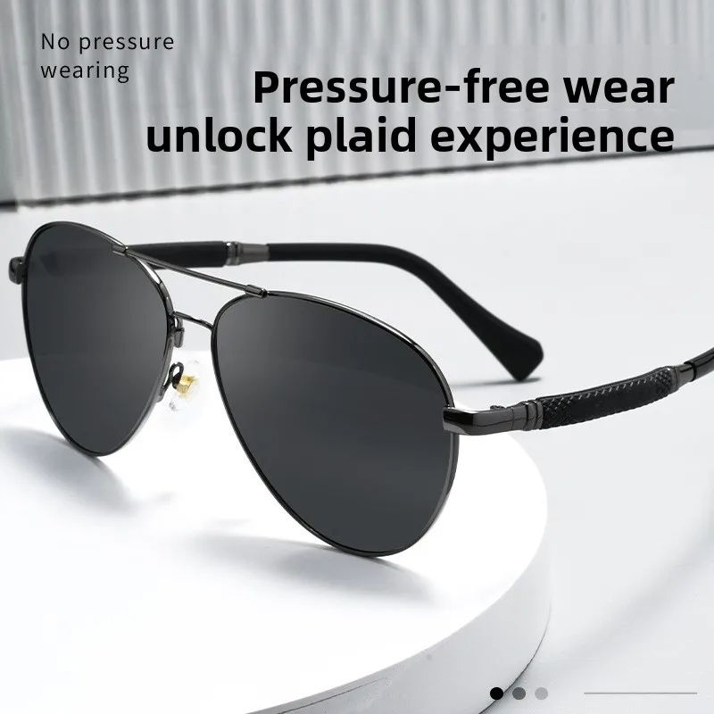 

Солнцезащитные очки-авиаторы UV400, стальные пружинные ножки с эффектом памяти, поляризационные очки для вождения, небьющийся пилотный стиль, легкая и гибкая посадка