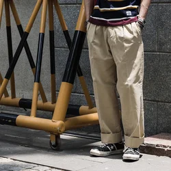 Non Stock Pleated Slacks Summer Spring Relaxed Straight Casual Pants Men Khakis