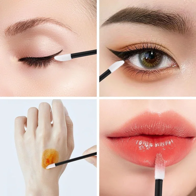100 Stück Spoolies Mascara-Stäbe und Lippenpinsel-Stäbe, Einweg-Wimpernbürsten, Lippenstift-Tester, Make-up-Applikator-Werkzeug (schwarz)