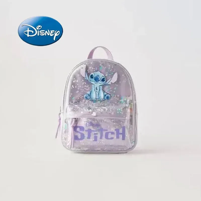 Disney Stitch การ์ตูนเลื่อมแฟชั่นอินเทรนด์เด็กชายและเด็กหญิงกระเป๋าเป้สะพายหลังมัลติฟังก์ชั่กระเป๋านักเรียนอนุบาล