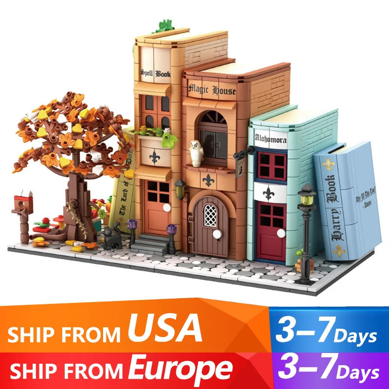 Creative Expert Modular Buildings MOC 66009 Magic Bookends House Bookshelf Model 1488PCS Building Blocks Brick Puzzle Toys Gift