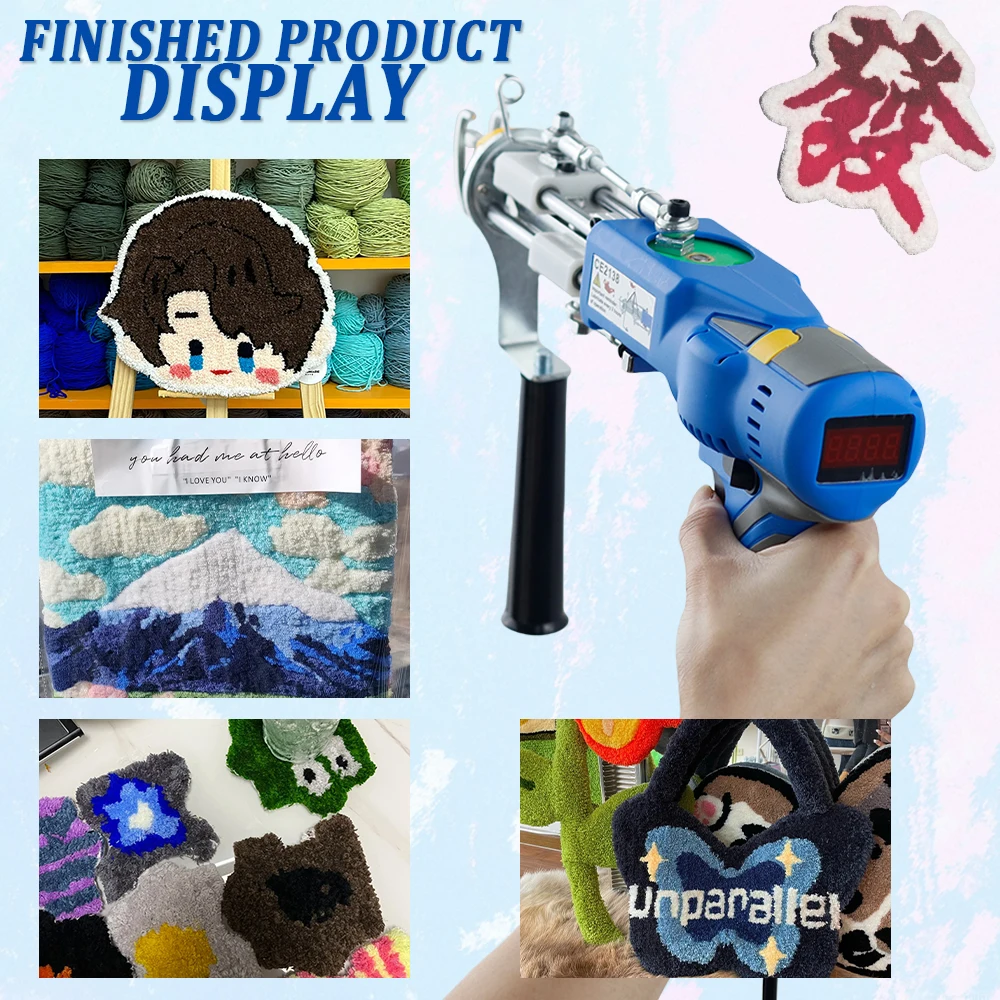 AK 2 In 1 Electric Carpet Tufting Gun Starter Kit Hand Gun Carpet Weaving Machines Loop Pile Cut Pile Customize Rug Gun