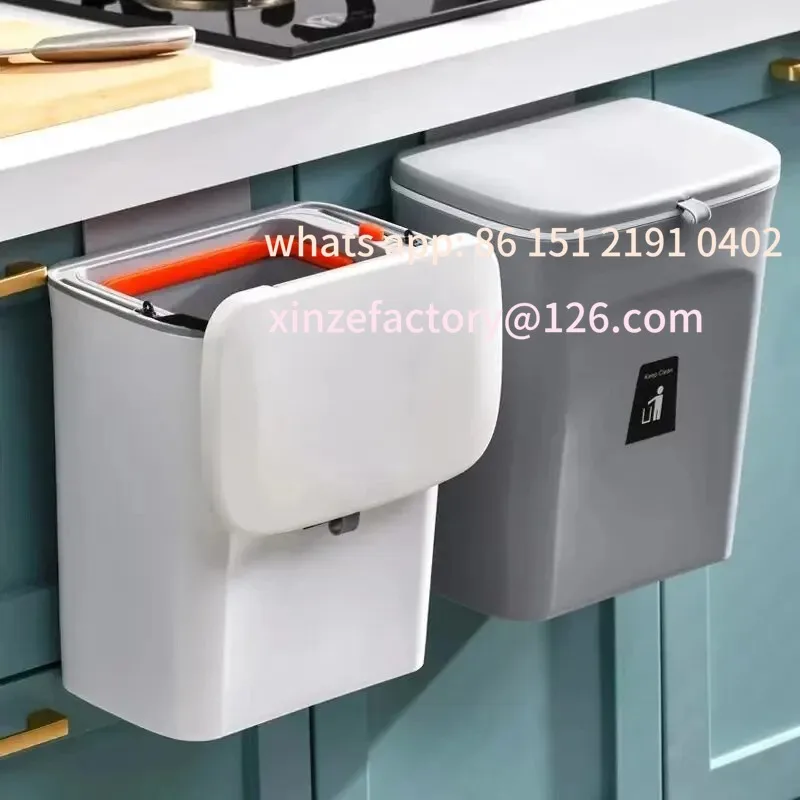 

Customizable 7/10L Wall Mounted Trash Can Household Galley Waste Bin Hanging Bathroom Trash Can With Lid Food Garbage BinKitchen