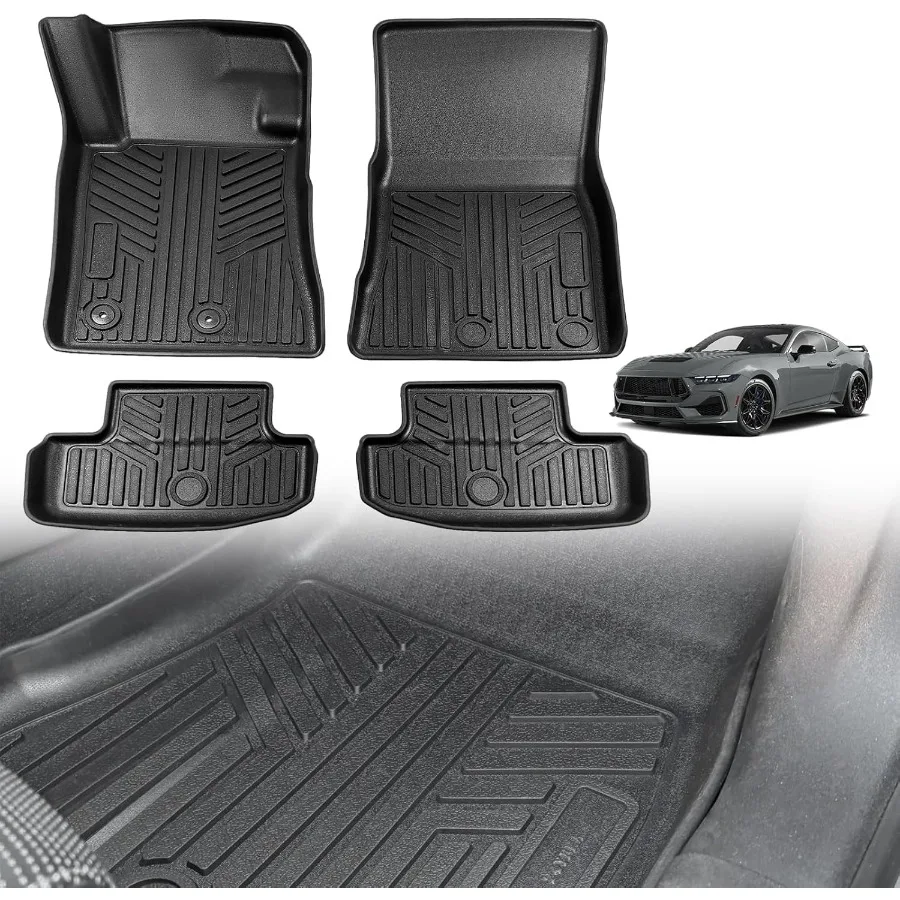

Комплект из 3-х всепогодных ковриков TPE для Ford Mustang 2024-2026 (передний и задний ряды), черные, противоскользящие, на заказ, для 1-го и 2-го рядов сидений