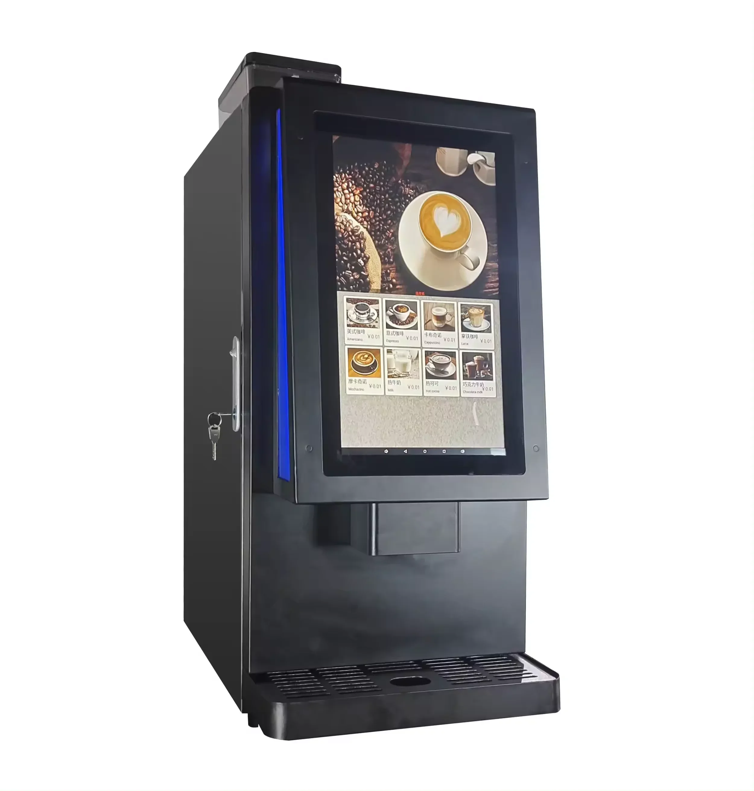 

AQMulti Function Fully Automatic Bean Grinding Smart Intelligent Stainless Steel Cappuccino Latte Coffee Vending Machine