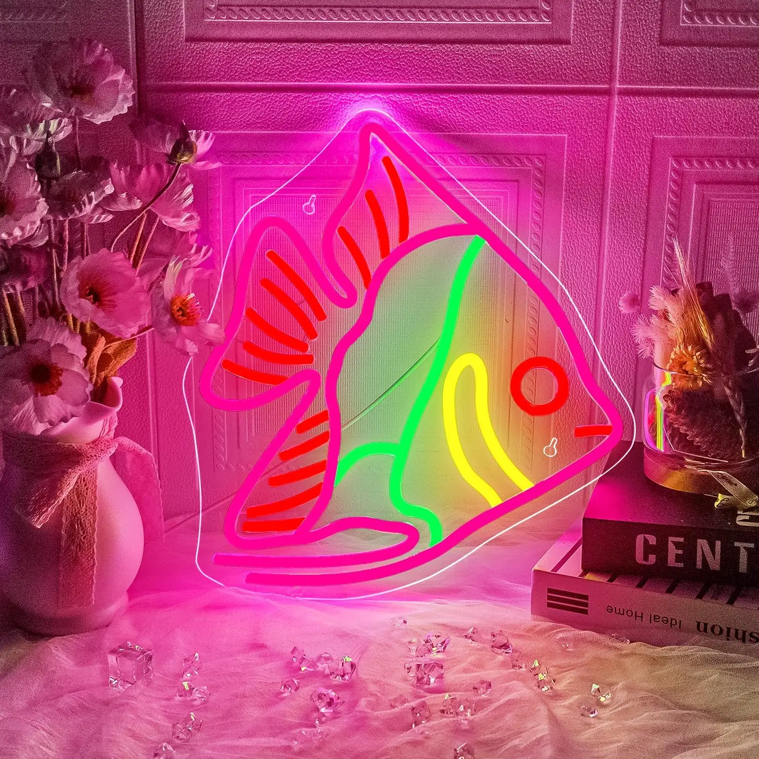 

Fish Neon Sign Dimmable Energy-efficient Night light for Bedroom Ocean Animal Museum Decor Wall Neon Decor Birthday Art Gifts