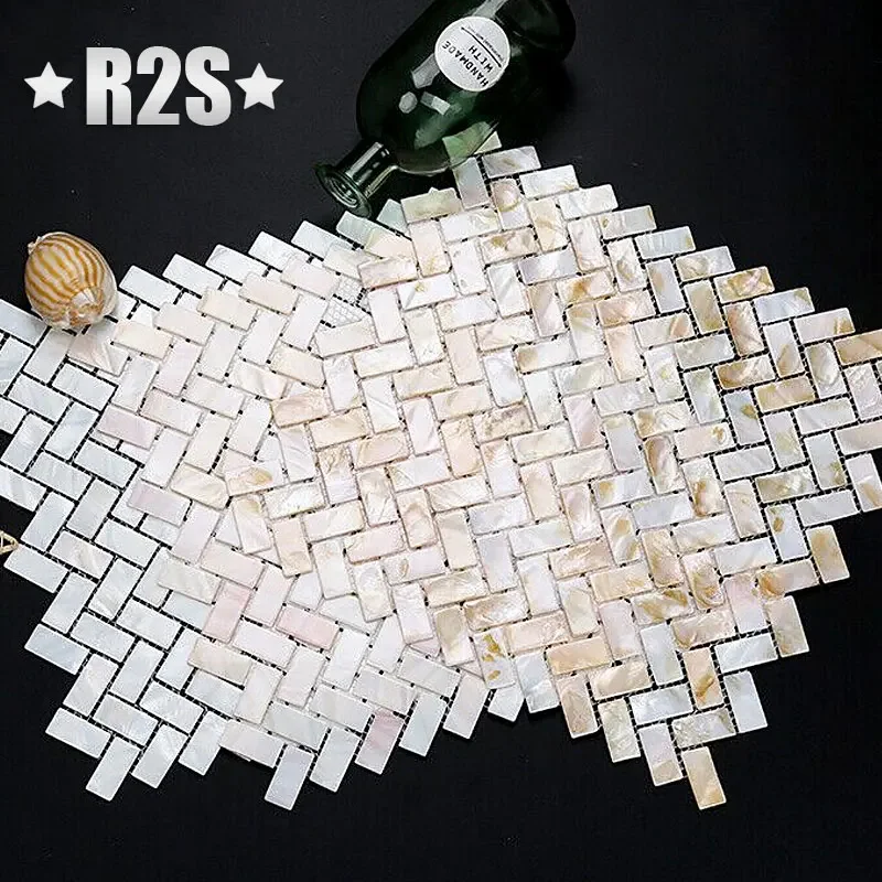 Powłoka płytka mozaikowa naturalna biel ściana z masy perłowej Backsplash płytki łazienkowe arkusz MOP191