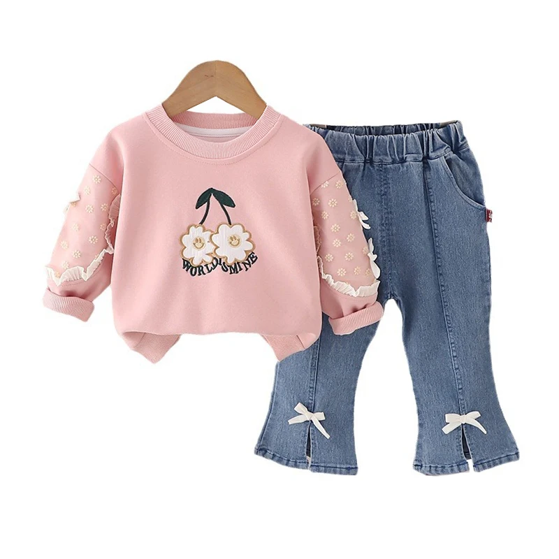 

Toddler Girls Boutique Outfits 2024 Spring Autumn Baby Girl Clothes 1 To 2 Years Floral Long Sleeve T-shirts and Pants Kids Suit