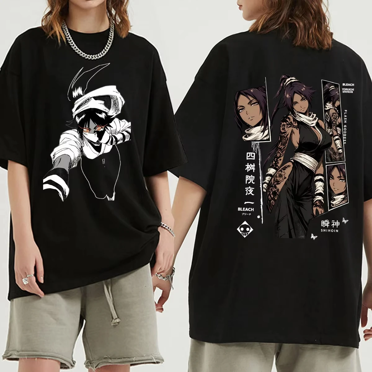 Bleach T-shirt Oversized Unisex for Men Women Cotton Tee Shirt Clothes Streetwear Trendy Cotton Fashion Hip Hop Street Casual