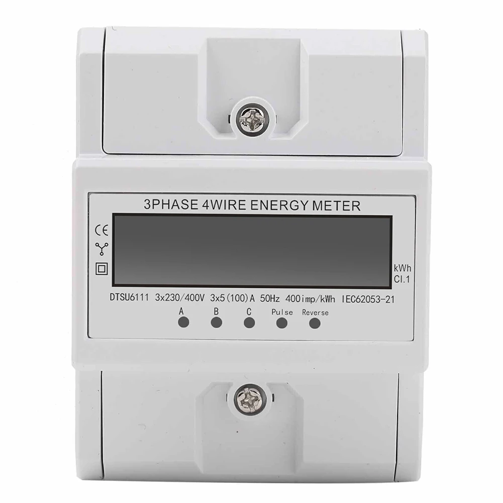 3 Phase 4 Wire Din Rail KWh Meter 3x120/208V 3x220/380V 3x230/400V 50/60Hz 100A Electric Meter Electric Energy Meter Power Meter