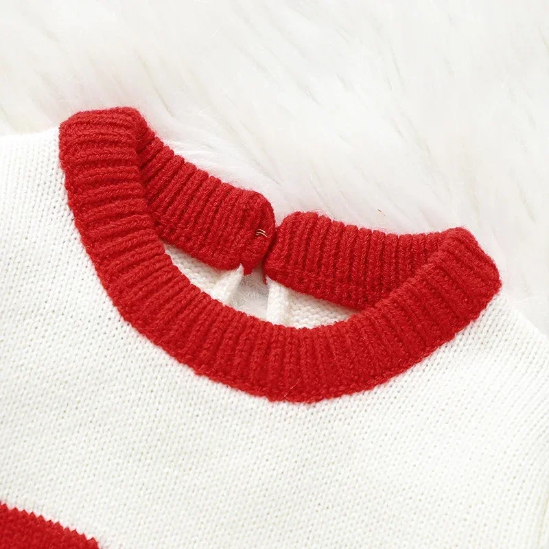 Newborn Boys Girls Christmas Santa Claus Jumpsuit Outfit Winter Toddler White Playsuits 0-18m Baby Rompers Full Sleeve Crew Neck