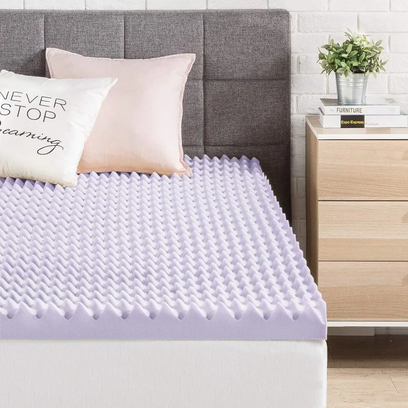 Egg Crate Memory Foam Mattress Topper with Soothing Lavender Infusion