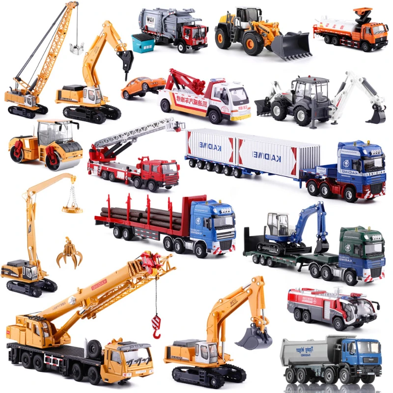 B-M Kaidiwei construction vehicle excavator alloy car model fire truck crane dump truck children's toy set