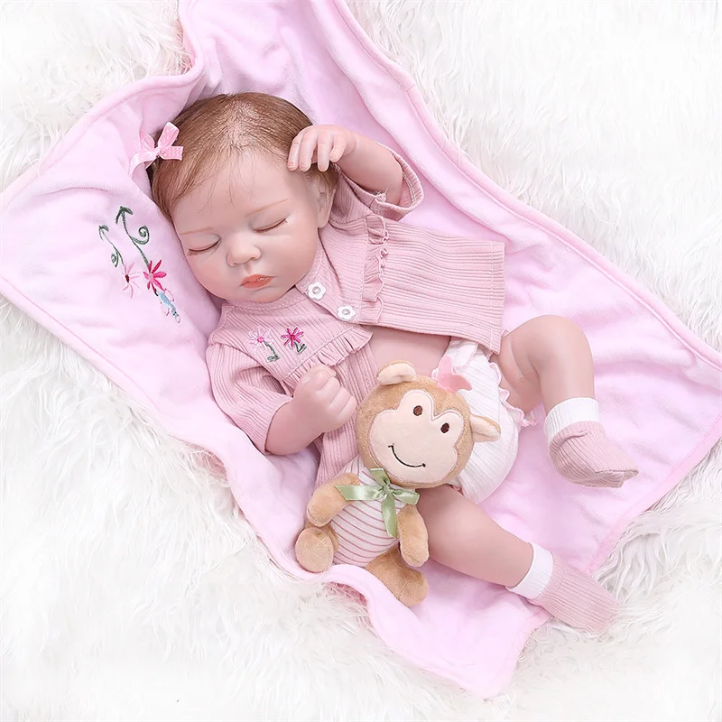 48CM Newborn Realistic Soft Full Body Silicone Lifelike Sleeping Baby Anatomically Correct Reborn Baby Dolls