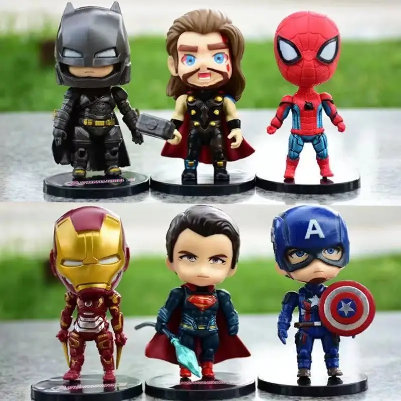 6PCS Batman Superman Spider-Man Captain America Action Figure Toy Model Table Decoration gIFT