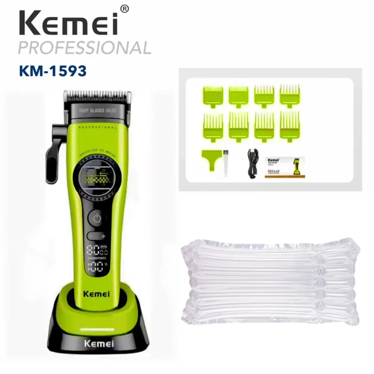 Kemei KM-1595 プロ用コードレストリマー １台 Kemei 外転型ブラシレスモーター アップグレード版 ヘアトリマー プロ