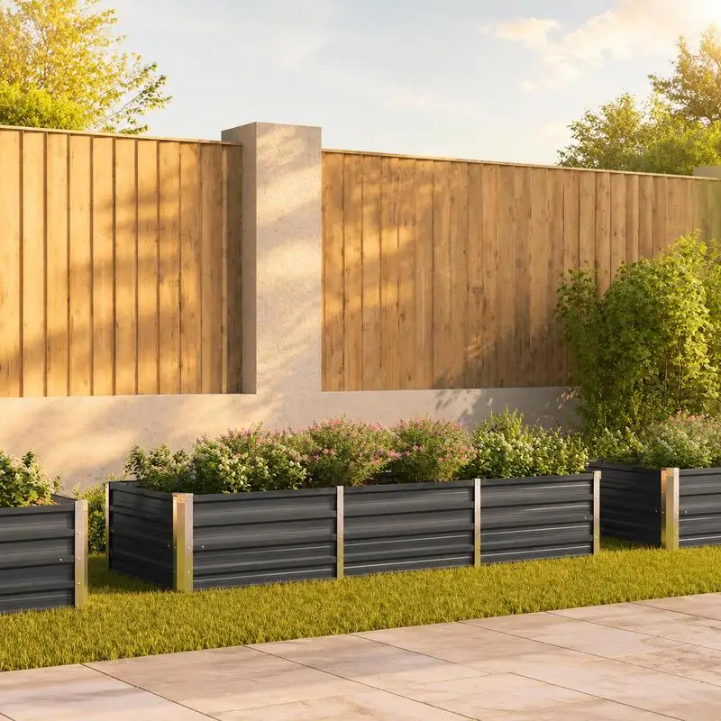 Bac à légumes en acier anthracite N 240 x 80 x 45 cm, offre suffisamment d'espace, structure robuste galvanisée, montage facile, décoration de jardin moderne pour terrasse, balcon, jardin, polyvalent, 240 x 80 x 45 cm