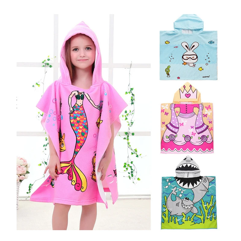 Cartoon Animals Hooded Beach Towel Soft Microfiber For Kids Toddlers Towels Beach Pool Poncho for Children All Sizes Bath Towel