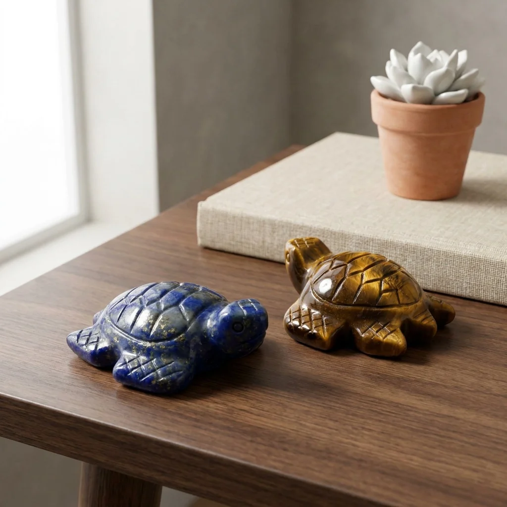 Natural Lapis Lazuli Turtle Carving Crystal Tortoise Statue Reiki Healing Throat Chakra Home Decor Gift