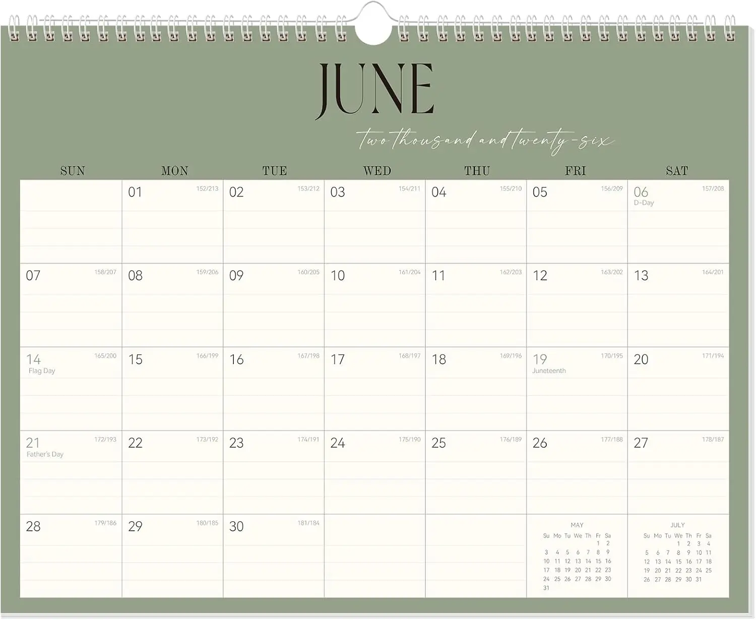 

19-Month Desk Calendar 2026-2027, June 2026 - Dec 2027, 14" x 11" Hanging Wall Calendar, Thick Paper Spiral Bound Monthly Planner for Office Home School