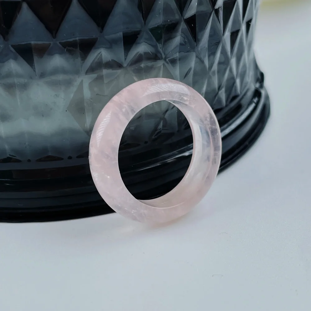 Multicolor Natural Gem Stone Rings for Women Men Round Circle Opal Obsdiian Pink Purple Crystal Stone Finger Rings Party Gift view 6