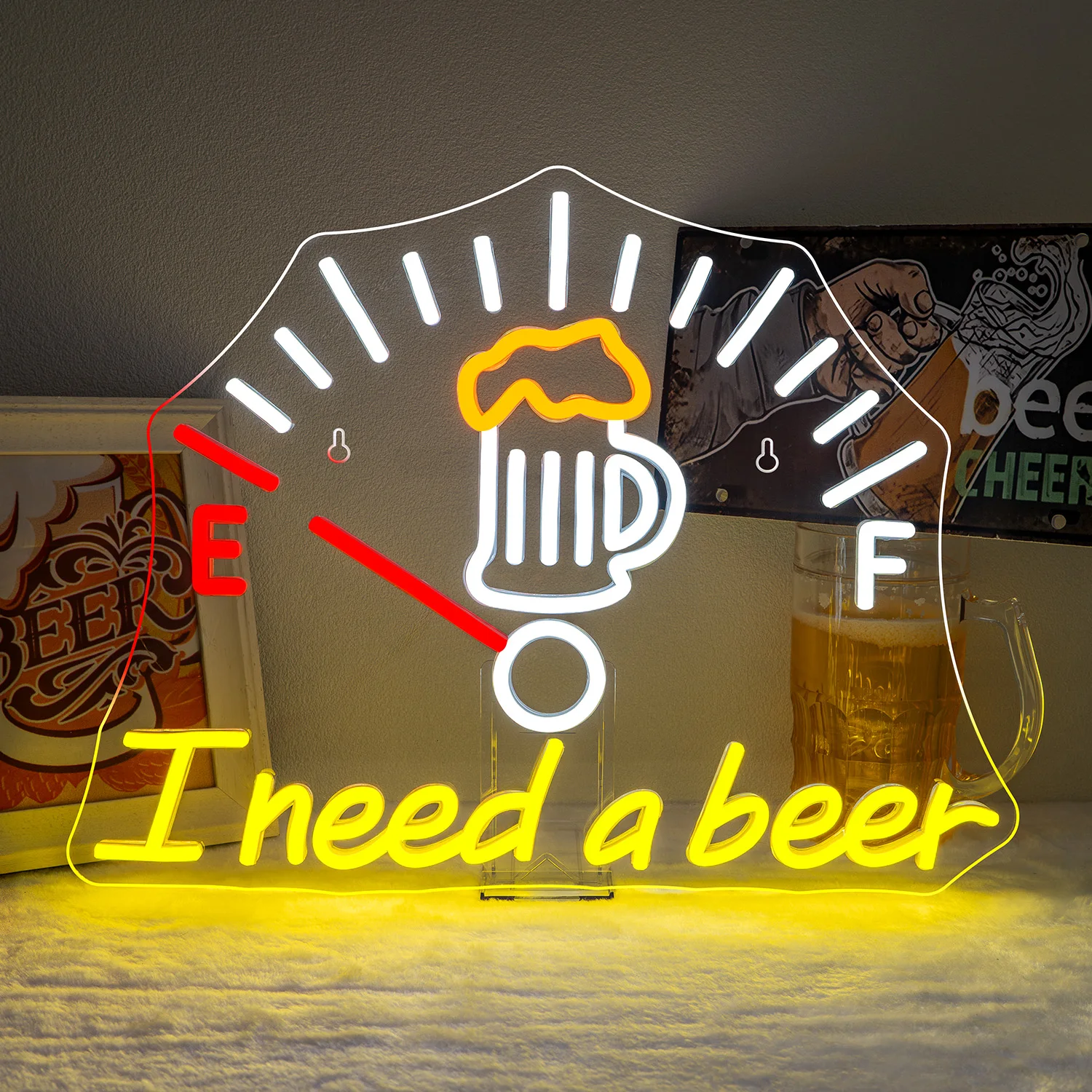 Ich brauche ein Bier-Neonschild, LED-Neonschild, Bier-Schaumstoff-Neonlicht-Buchstaben, Neonschild für Schlafzimmer, Bar, Weinkeller, Zuhause, Geschäft, Restaurant, Hoteldekoration