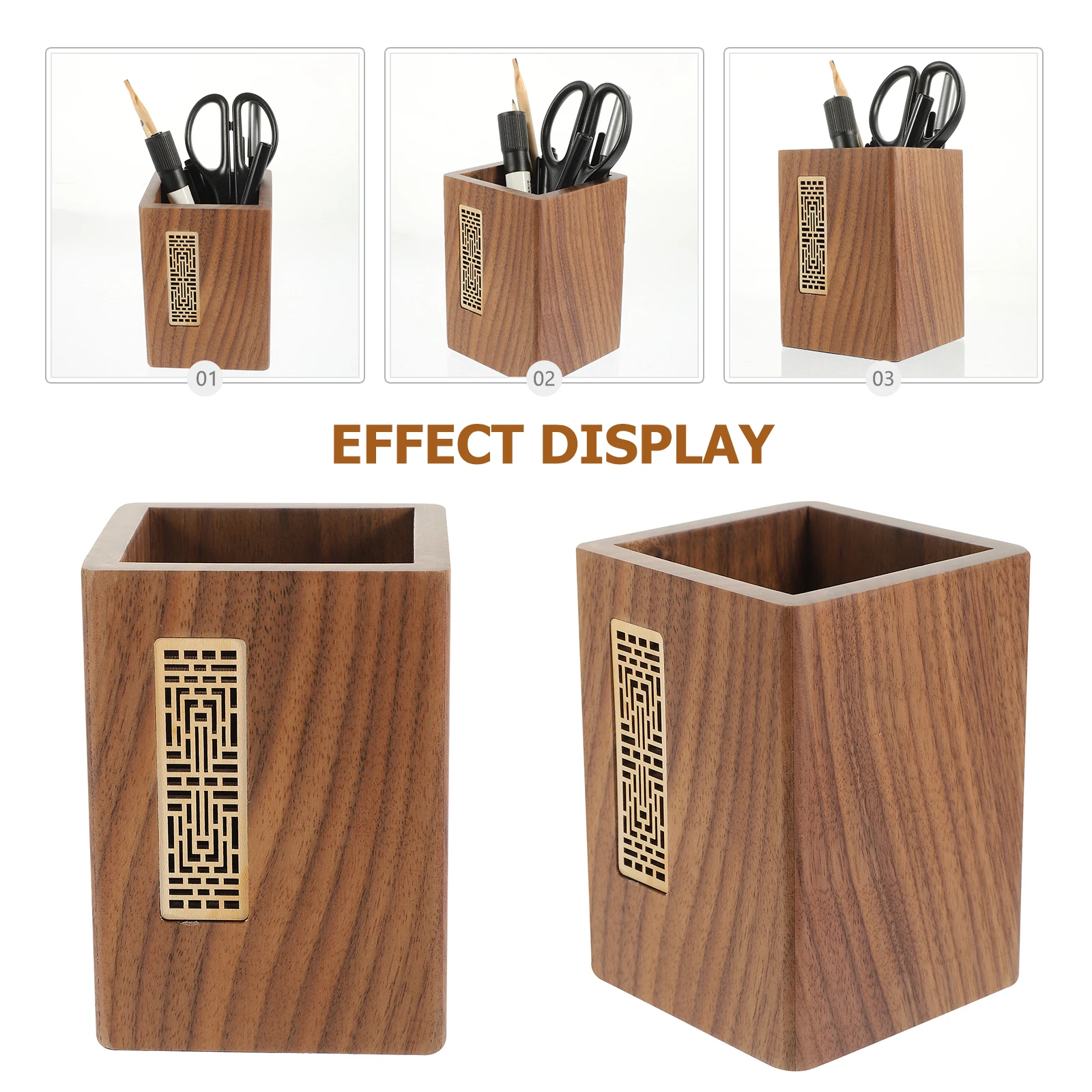 

Pen Storage Box Scratch-resistant Holder Can for Desk Office Stationery Organizer Walnut Holders Convenient