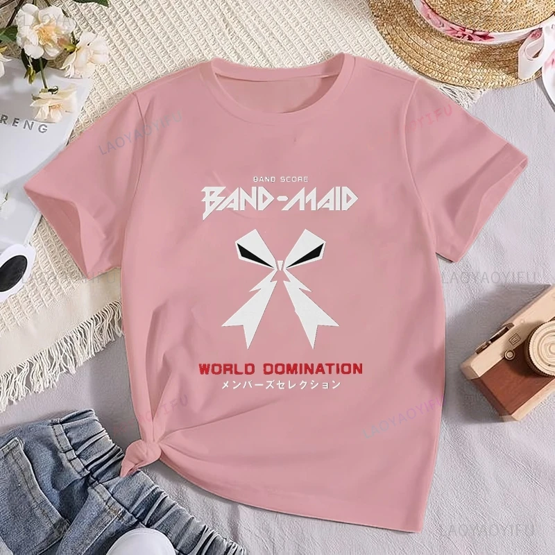 تي شيرت عصري مطبوع عليه ملصق لفرقة روك باند ياباني للفتيات اليابانيات، تي شيرت كلاسيكي لعرض الرؤية العالمية للخادمة، تي شيرت قطني للجنسين