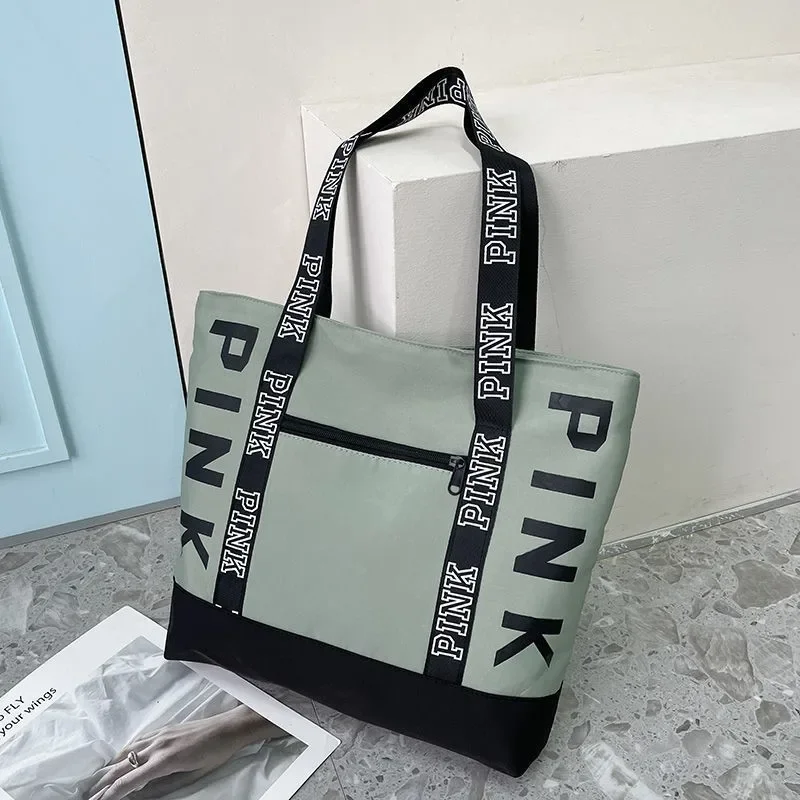 PINK Casual Tote Women Black Yellow White Green Handbags Big Nylon Bucket Luxury Brand Desinger Fashion Shopping Shoulder Bag