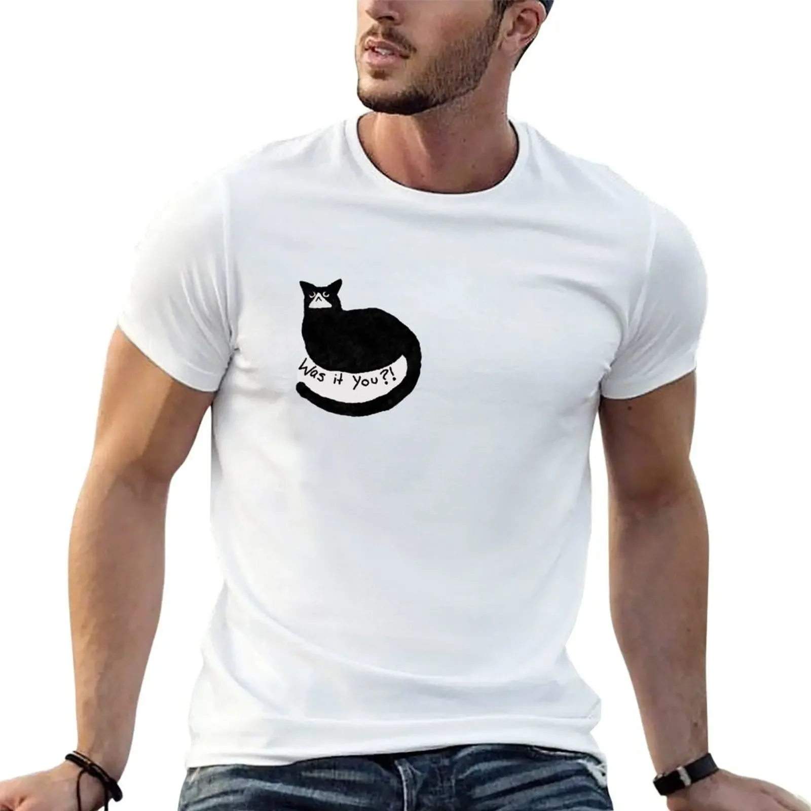 Was It You Buzzfeed Inspired Print Sticker T-Shirt oversized Short sleeve tee men clothings