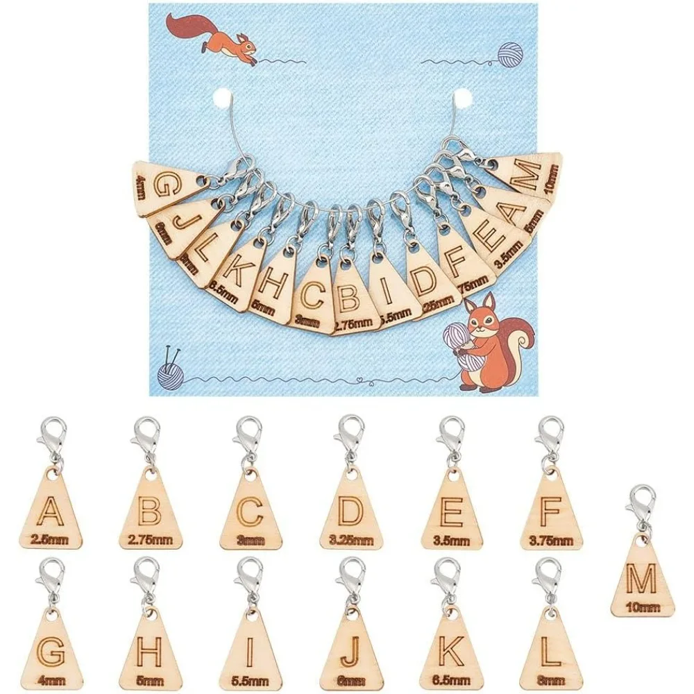 13 Pcs 13 Styles Wood Triangle Stitch Markers Wooden Letters Crochet Stitch Marker Locking Stitch Marker with Lobster Making Kit