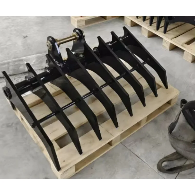 Excavator Rake & Power Grapple for Soil Rock Root Construction Attachment