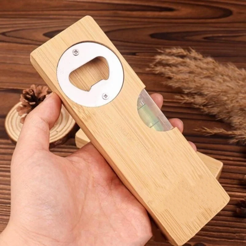 

15cm Engraved Wooden Spirit Level Bottle Opener Decorative Bar Beer Opener Bamboo Bottle Opener Elegant Kitchen Bar Accessories