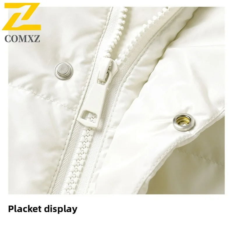 COMXZ Men Bread Jacket 2025 Solid Mid Length Trip Street Comfortable Windproof Outdoor Winter Padding Puffer Jackets Warm Daily