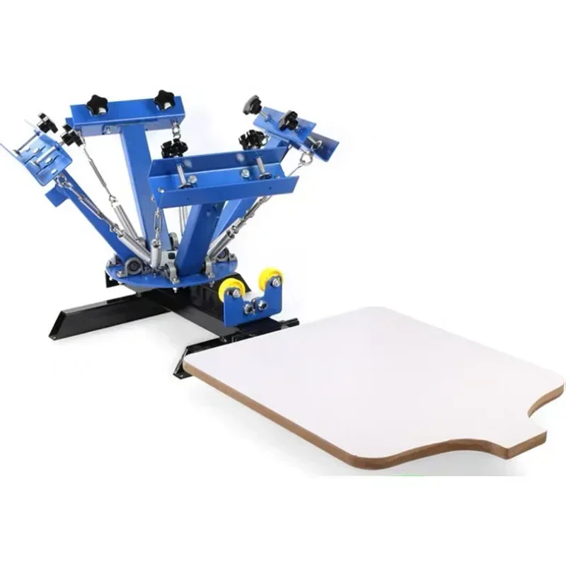 Screen Printing Machine Press 4 Color 1 Station Silk Screen Printing Machine Adjustable Double Spring Devices