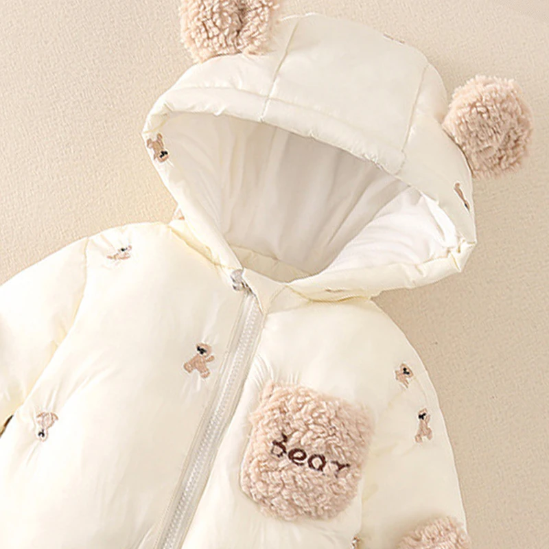 AYNIGIELL Winter Baby Jumpsuit Thick Warm Infant Hooded Inside Fleece Rompers Newborn Boy Girl Overalls Outerwear Baby Sets