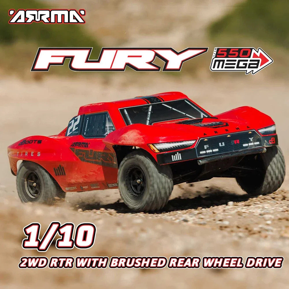 ARRMA 1/10 Fury Mega 2WD Brushed Rc kortebaan Truck Off-road afstandsbediening auto voor volwassenen en kinderen