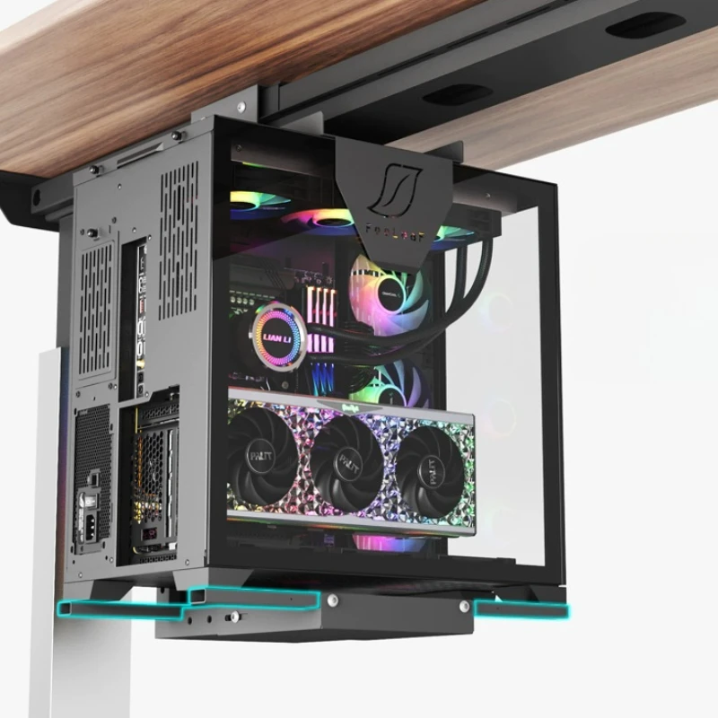 Under Desk PC Tower Holder Adjustable Hanging Gaming PC Case Bracket Metal Desktop Computer Case Stand Computers Towers Supplies