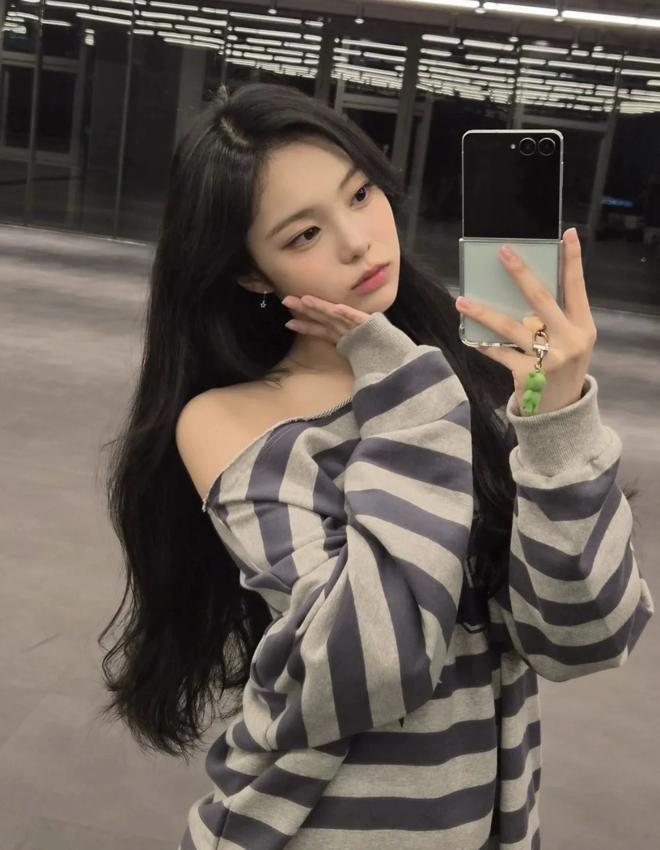 

Loose Women's Sweatirt Striped Math 89 oulder Bared Casual Slimming Top Comfortable Cotton Crew Ne Pullover Hoodie