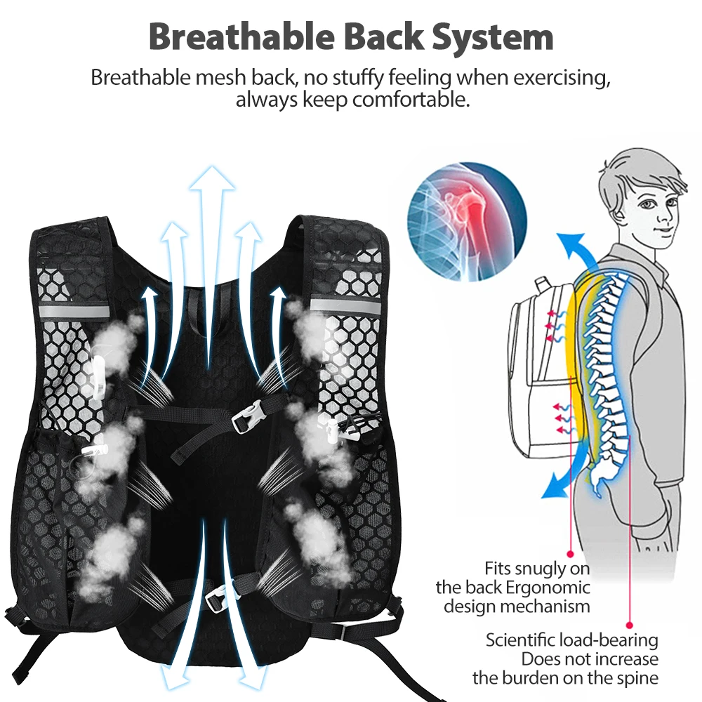 Picture 4: NEWBOLER Breathable Hydration Vest Trail Running Backpacks Lightweight Cycling Run Jogging Marathon Backpack Riding Climbing Bag