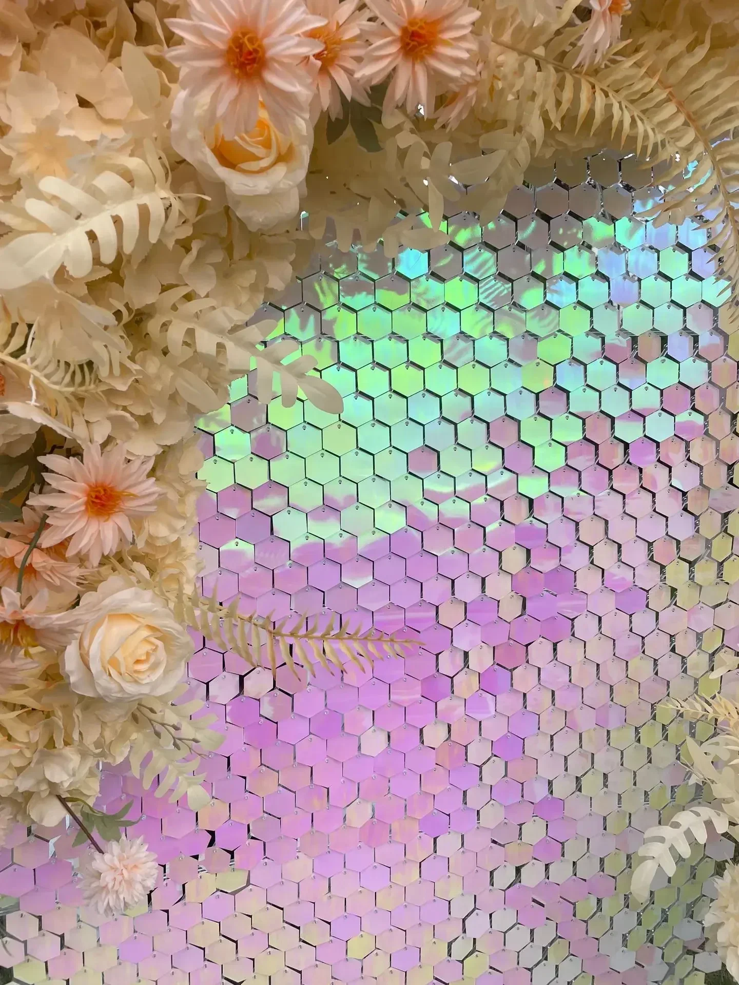 12/16/18 Stück sechseckige Pailletten-Hintergrundplatten für Hochzeit, Geburtstag, Party, Hintergrund, Wanddekoration, schimmernder Hintergrund, Vorhang, 30 x 30 cm – Detail 10