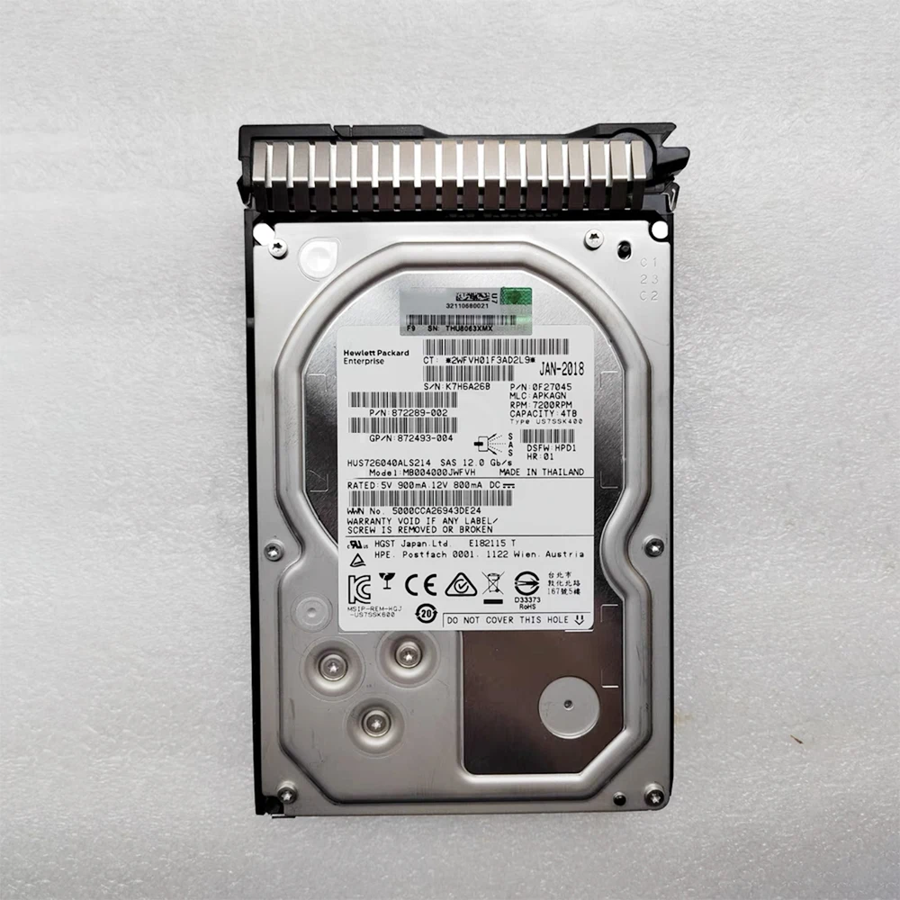 For Dell 4TB 12GB 7.2K 3.5'' 0TX8WW HUS726040ALS214 Server Hard Drive HDD