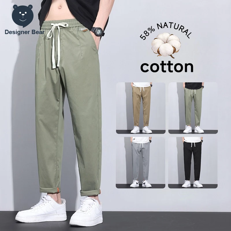 Herren Casual Haremshose Sommer Dünn Elastischer Bund Weit Geschnitten Atmungsaktive Baumwolle Vielseitige Jogginghose Arbeitshose für Männer
