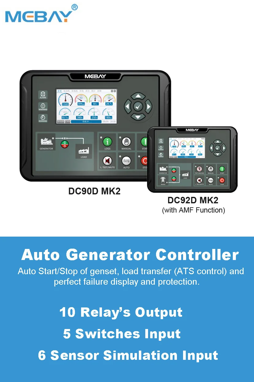 Imagem -06 - Mebay Novo Gerador Controlador Dc90d com Pode Porta 10 Saída de Relé Sensor Entrada Pode Substituir de Dse7310