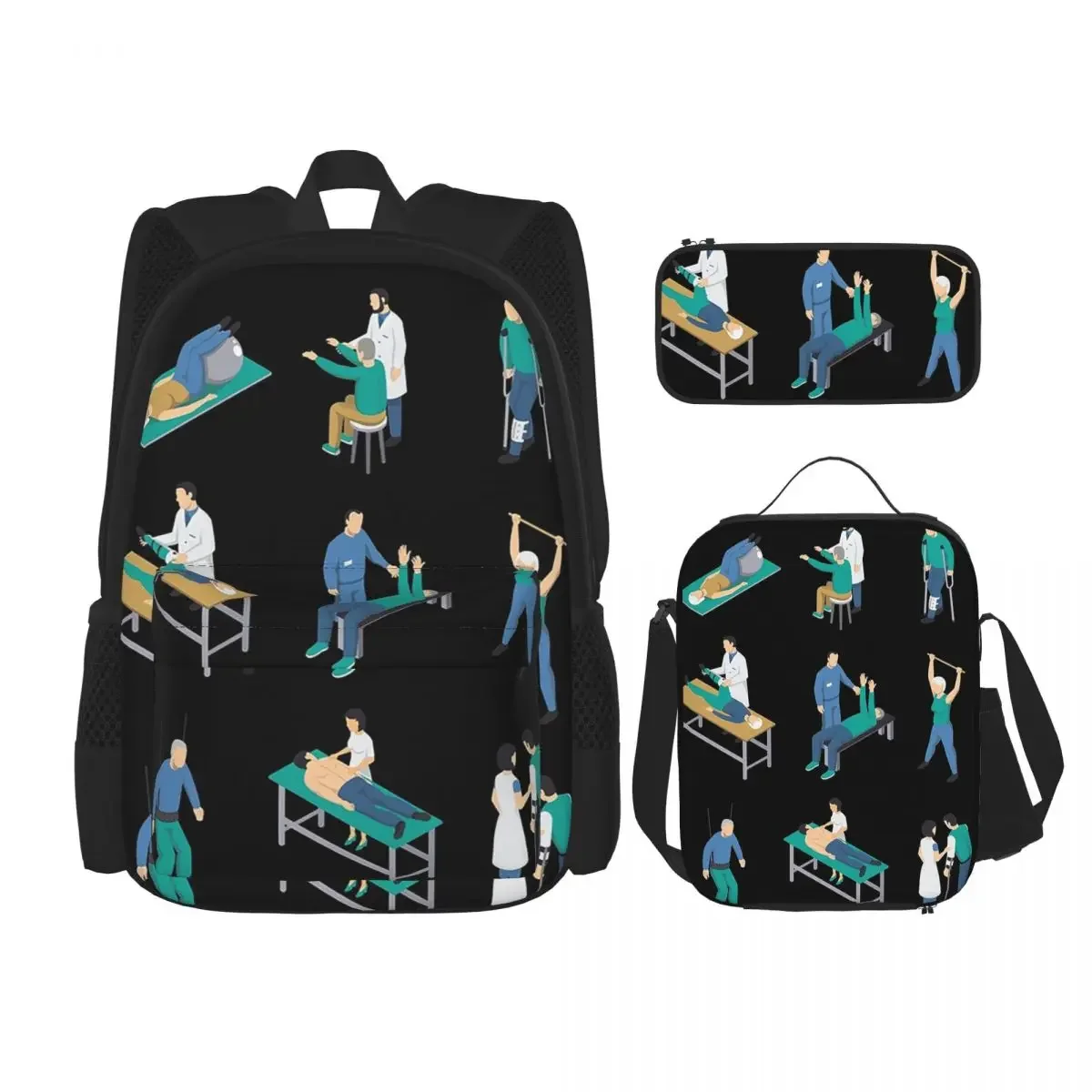 

Physical Therapist Physiotherapist Health Care Gift Backpacks Bookbag School Bags Rucksack Lunch Bag Pen Bag Three-Piece Set