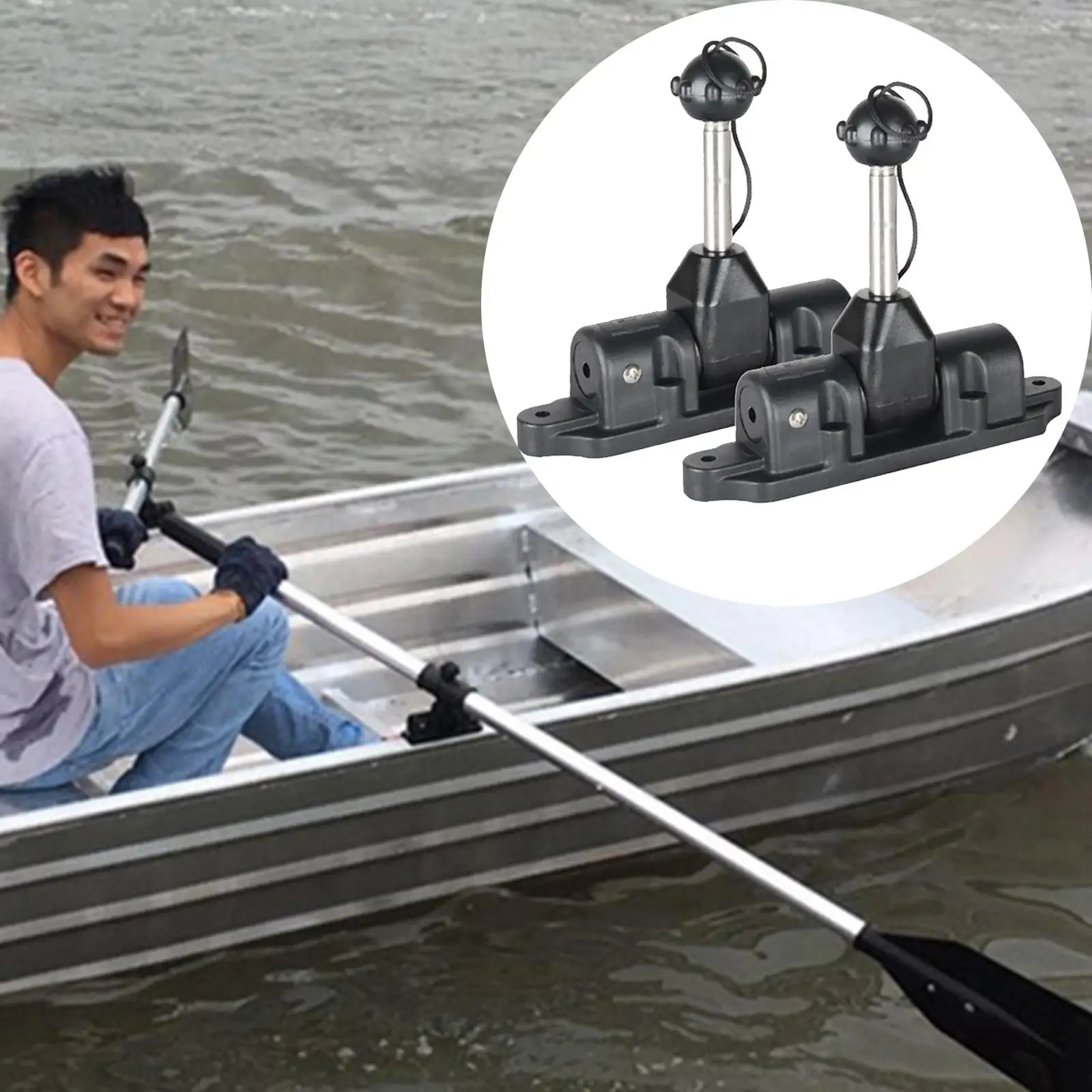 1 Pair of Inflatable Boat Accessories with Universal Row Holder
