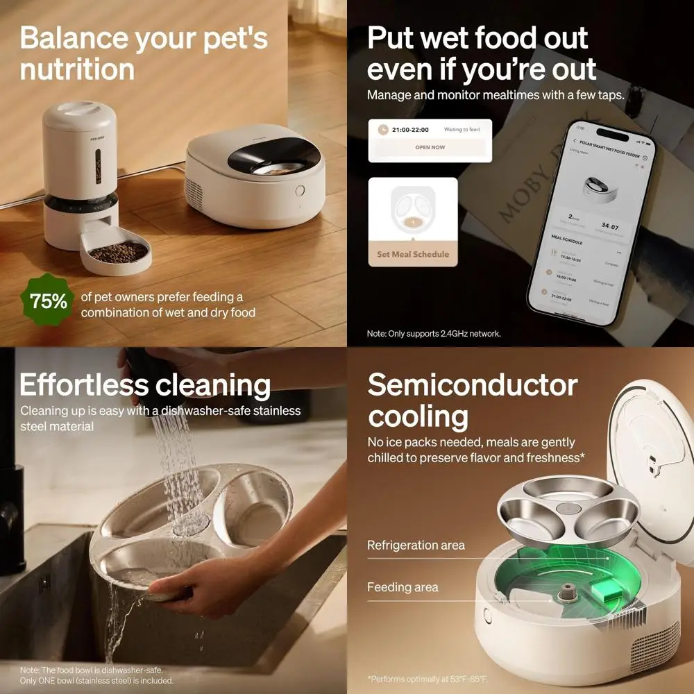 Comedero Inteligente para Gatos de Acero Inoxidable con Refrigeración, Control por Aplicación para 3 Comidas en 3 Días, Fácil de Limpiar