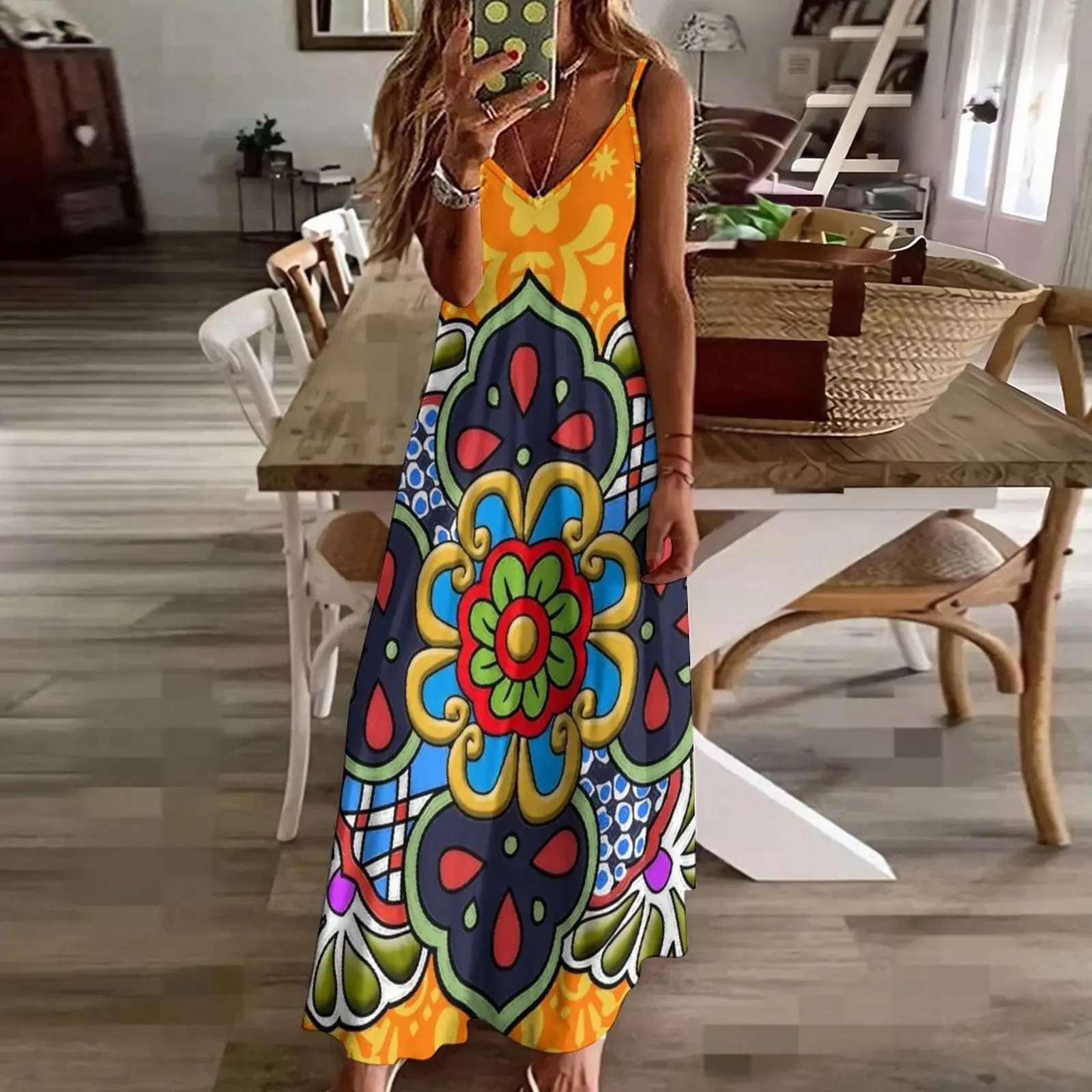 Vestido de flores de talvera mexicana sin mangas, vestidos de cumpleaños para mujer, vestidos de moda para mujer, ropa de verano