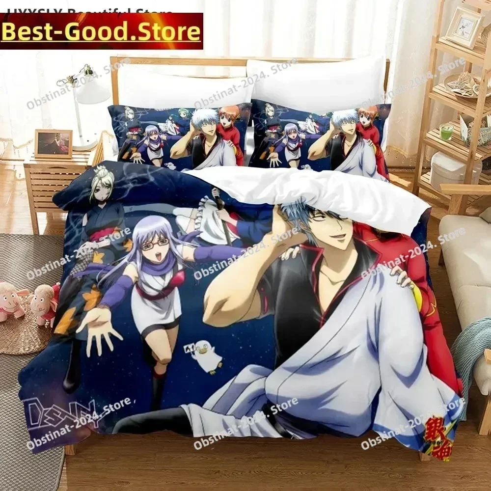 Gintama Bedding Set Printed single Comforter Quilt Bed Cover Pillow Case 3 Pieces Sets Kids Adult Size Sakata Gintoki Bed Linen